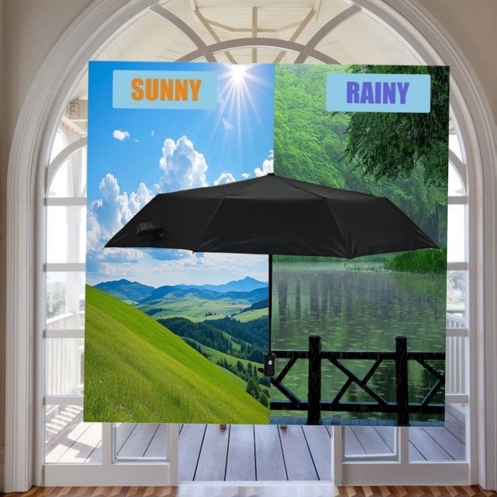 Black Compact Umbrella, UV Protection Black Umbrella, Foldable. NWT - Picture 3 of 7